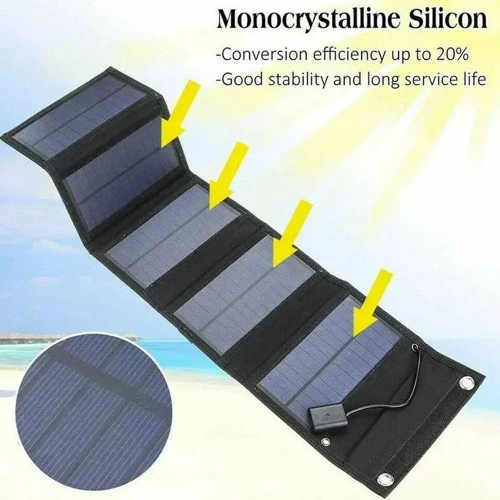 40W70W Foldable Solar Panel Charger 5V USB Portable Battery Waterproof Power Bank For Camping And O 1