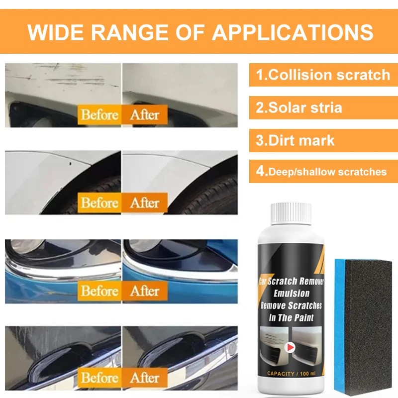 Car Scratch Remover Polish Auto Body Grinding Compound & Anti Scratch Wax for Paint Care & Scratches Repair