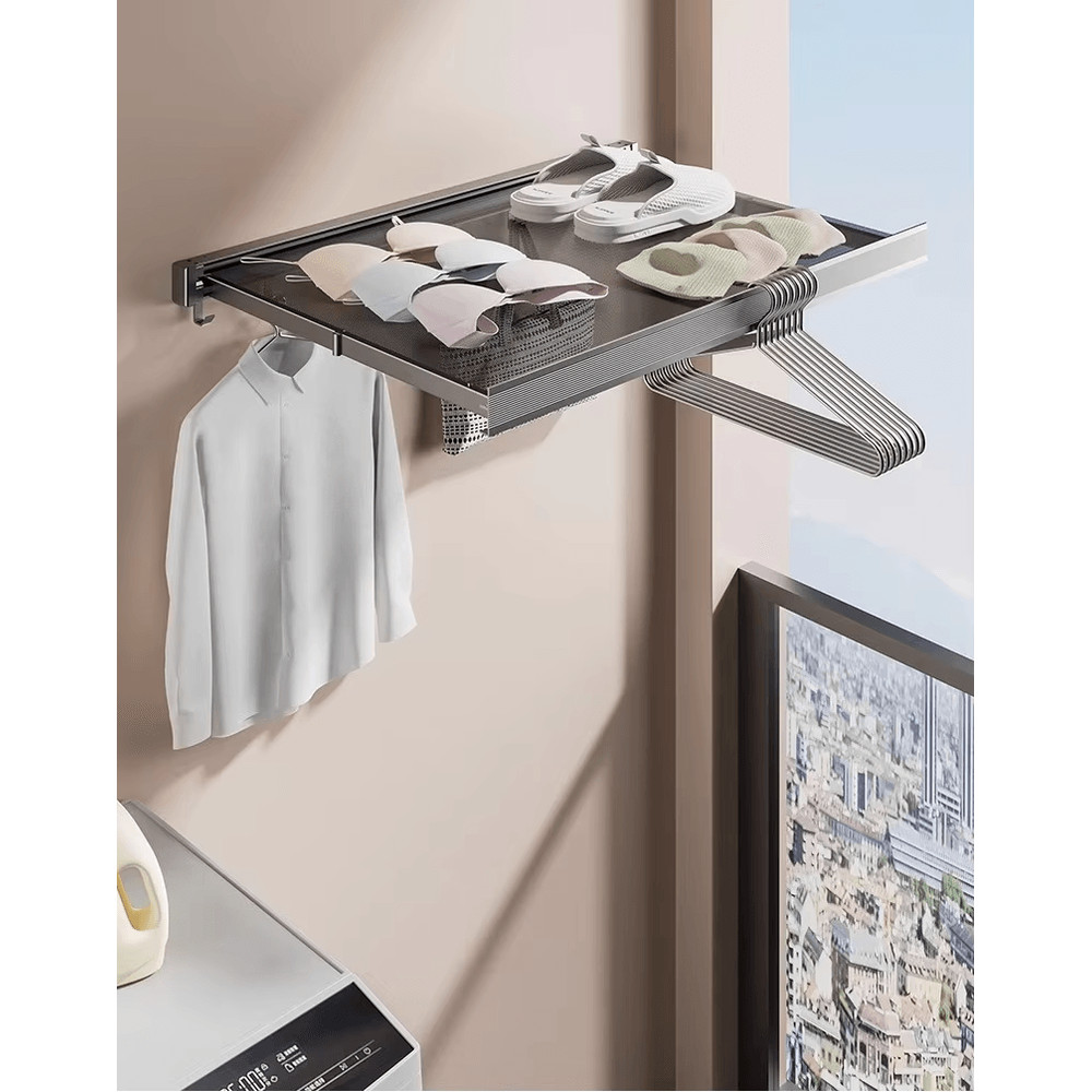 Foldable Clothes And Hat Rack With Hooks SpaceSaving Solution For Bathroom And Balcony 1