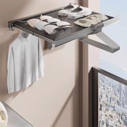foldable clothes and hat rack with hooks, space-saving solution for bathroom and balcony