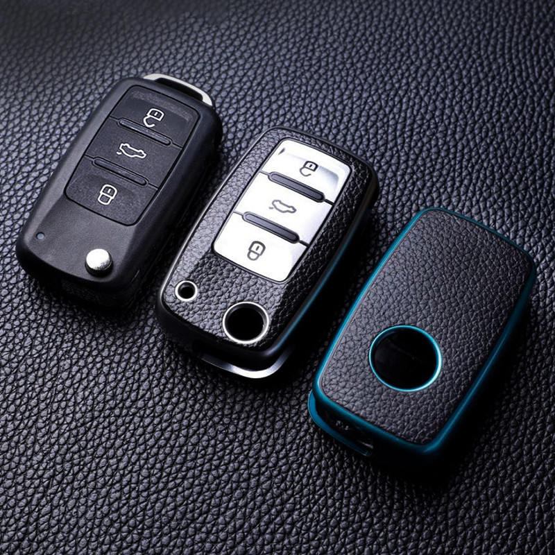 Leather TPU Car Key CaseFull Cover Protection For VW Volkswagen Polo Tiguan Passat Golf JettaLavida 4