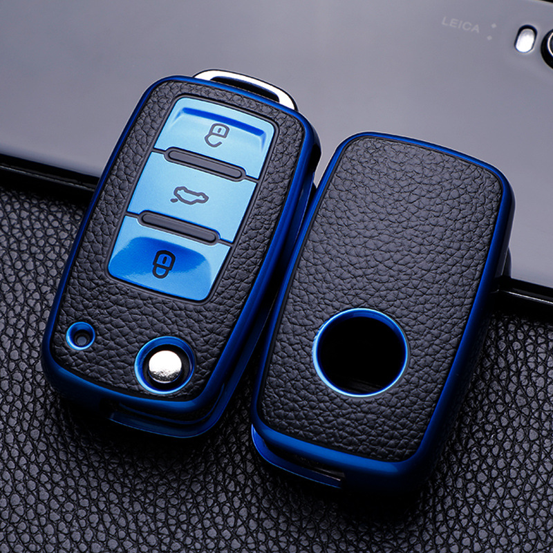 Leather TPU Car Key CaseFull Cover Protection For VW Volkswagen Polo Tiguan Passat Golf JettaLavida 6