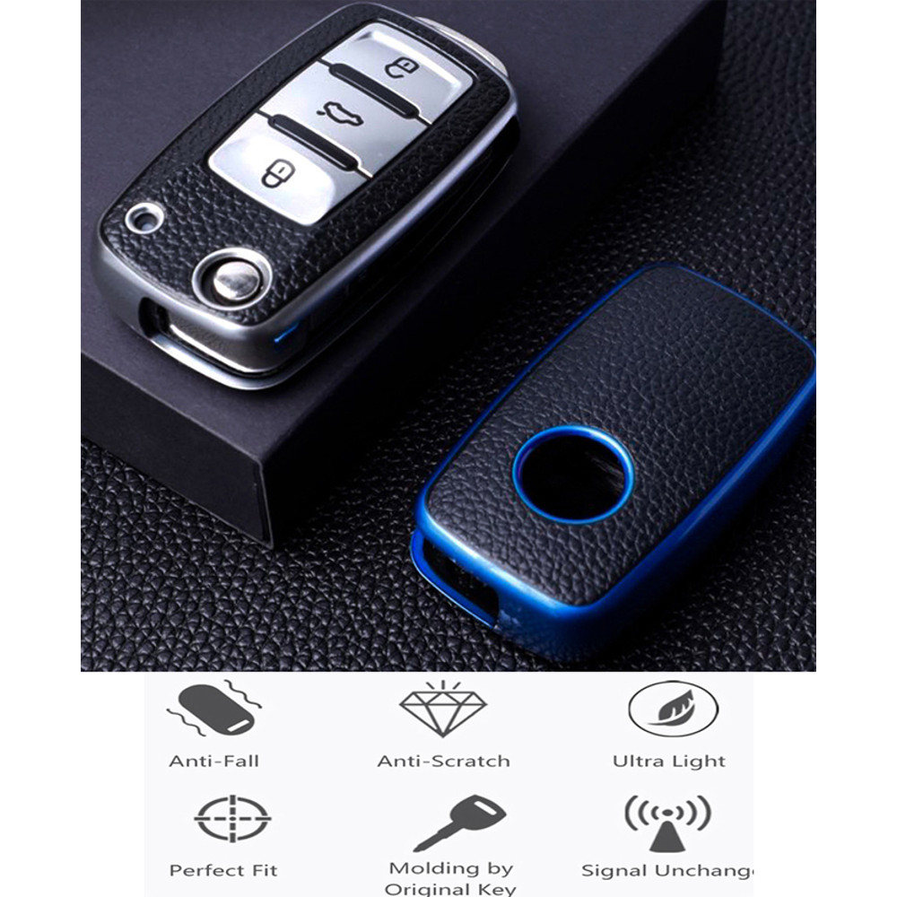 Leather TPU Car Key CaseFull Cover Protection For VW Volkswagen Polo Tiguan Passat Golf JettaLavida 5