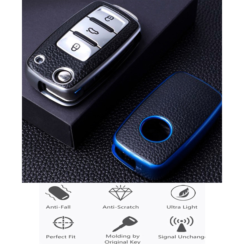 Leather TPU Car Key CaseFull Cover Protection For VW Volkswagen Polo Tiguan Passat Golf JettaLavida 5