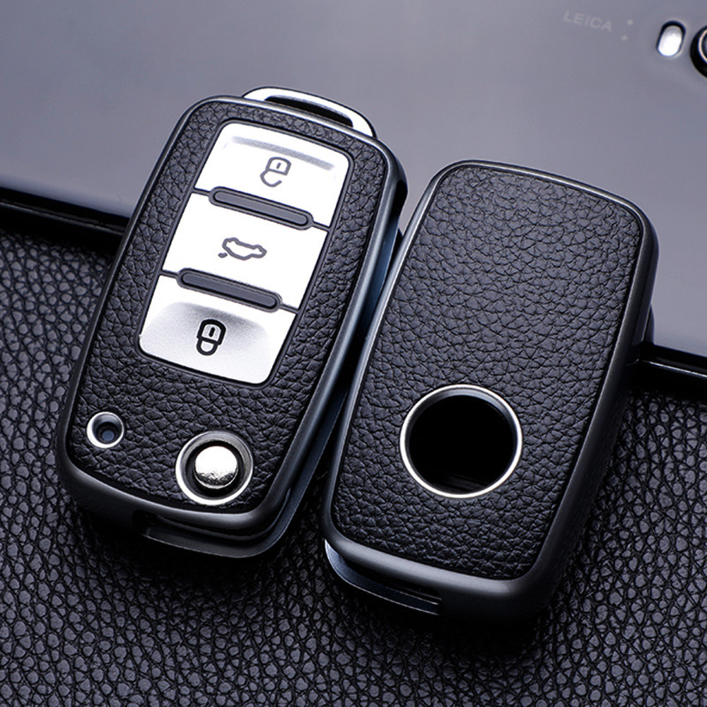 Leather TPU Car Key CaseFull Cover Protection For VW Volkswagen Polo Tiguan Passat Golf JettaLavida 8