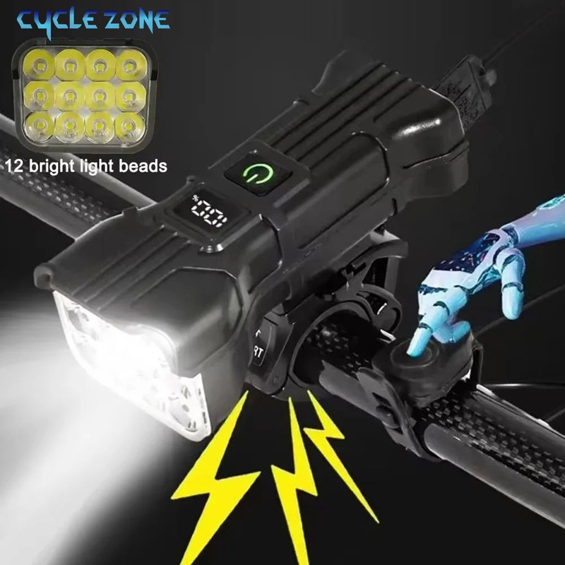 Bike Light Rechargeable Bicycle Front Light 8 LED MTB Headlamp With 6 Modes USB TypeC Powered Safet 0