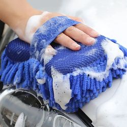 premium microfiber car cleaning brush glove, auto washing sponge towel and detailing accessory
