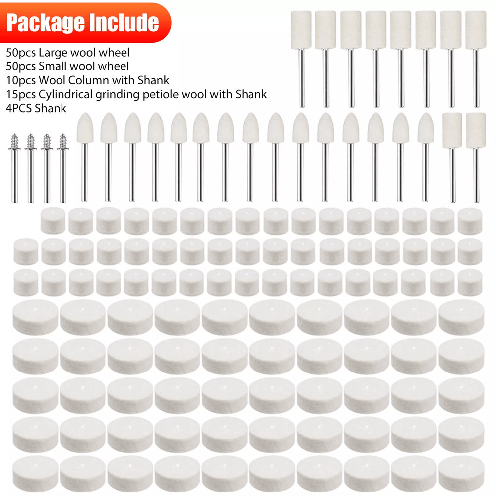 Premium Wool Buffing Pads  Polishing Wheel Set 129Piece  For Dremel Grinder  Rotary Tools 3