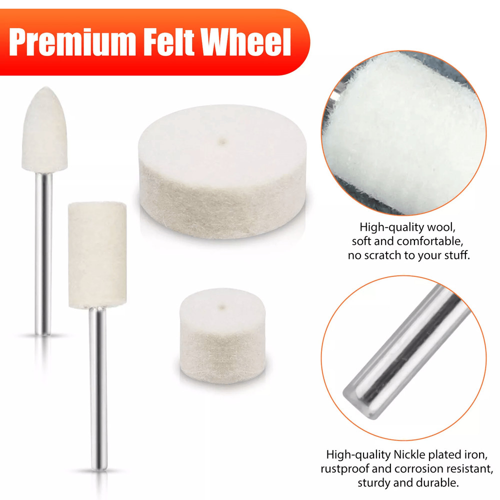 Premium Wool Buffing Pads  Polishing Wheel Set 129Piece  For Dremel Grinder  Rotary Tools 8