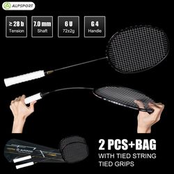 professional carbon fiber badminton racket set max 30lbs, ultra light 6u 75g full badminton gear with carry bag