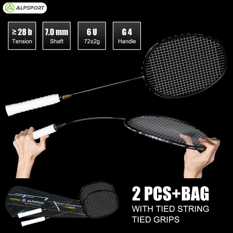 Professional Carbon Fiber Badminton Racket Set Max 30LBS Ultra Light 6U 75g Full Badminton Gear Wit