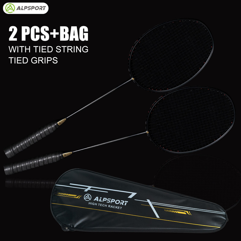 Professional Carbon Fiber Badminton Racket Set Max 30LBS Ultra Light 6U 75g Full Badminton Gear Wit