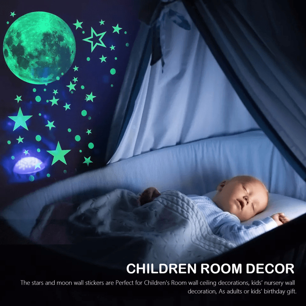 Glow In The Dark Stars And Moon Wall Stickers 435PCS Luminous Space Decals For Kids Ceiling Nurser 4