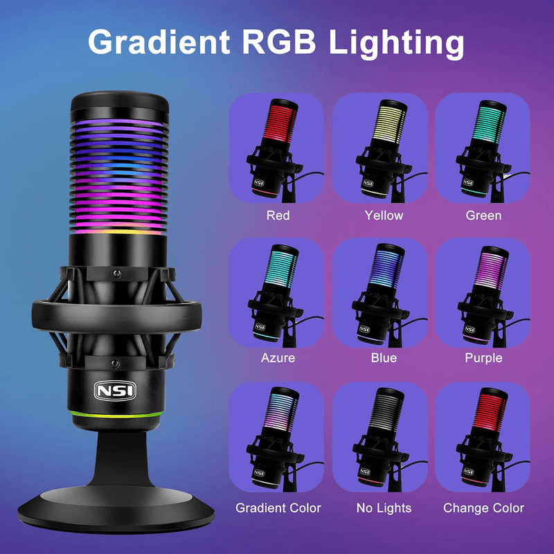 USB Microphone With Noise Cancellation Cardioid Condenser Gaming Mic For PC Laptop Streaming Podcas 2