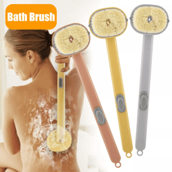 long handle bath brush with soap dispenser, back scrubber and exfoliating body shower washer for smooth skin