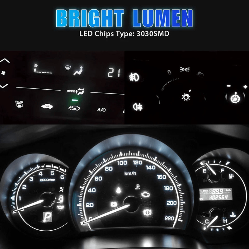 W3W LED Instrument Panel Cluster Dash Gauge Light Bulbs With Sockets White 3030 SMD Interior Lights 5