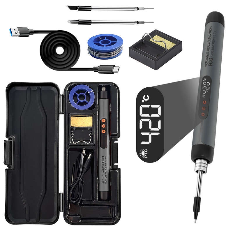 Portable USB Soldering Iron Kit Mini Adjustable Temperature DIY Electronics Tool For Precision Repa
