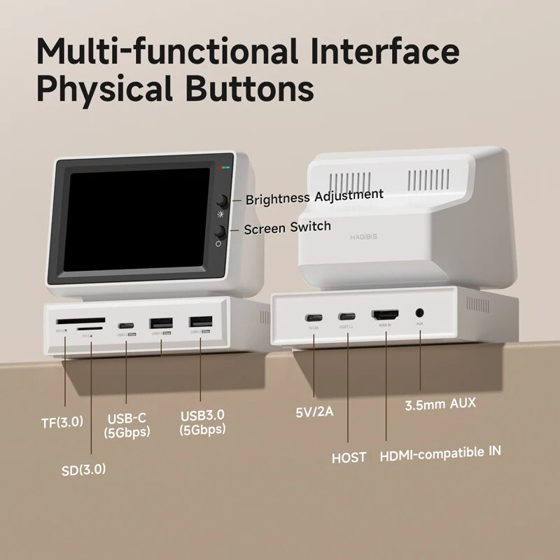 Mini PC Sub Screen 3.5" IPS USB-C Dual Monitor for Multi-Display Setup