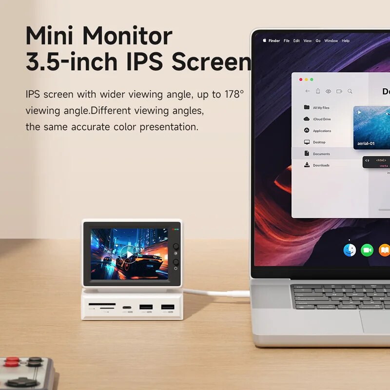 Mini PC Sub Screen 3.5" IPS USB-C Dual Monitor for Multi-Display Setup