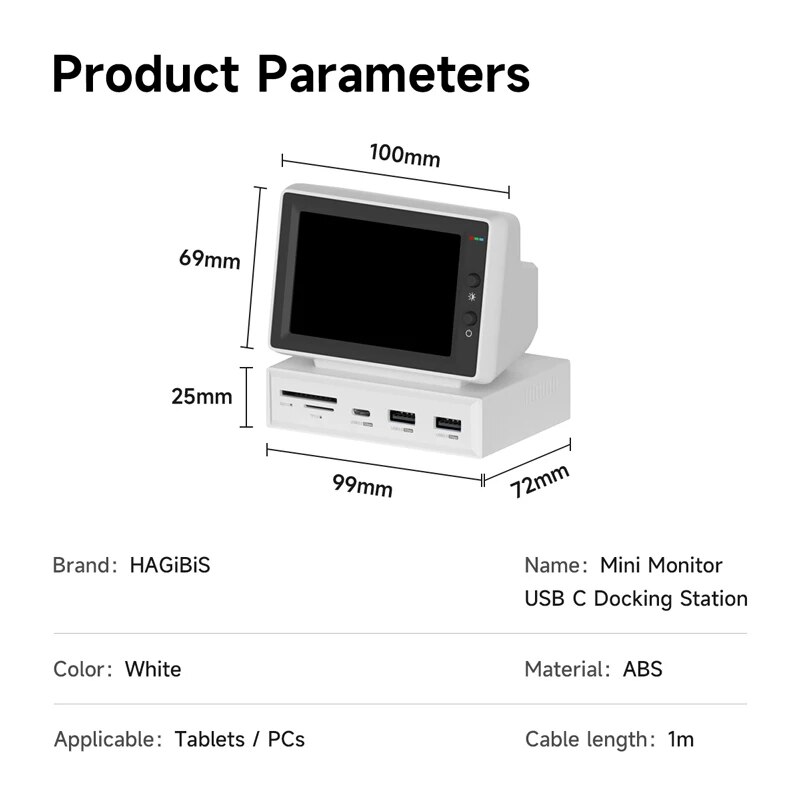 Mini PC Sub Screen 3.5" IPS USB-C Dual Monitor for Multi-Display Setup