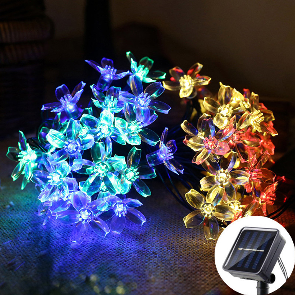 Solar Cherry Blossom String Lights 20 LED Fairy Lights For Garden Wedding Outdoor Decor 6