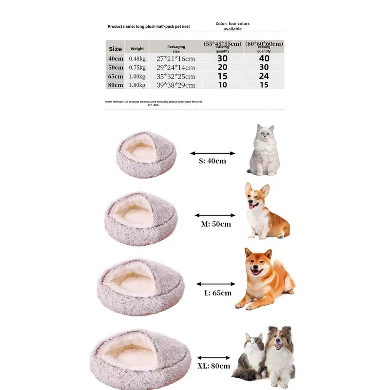 Winter Plush Pet Bed Semi Enclosed Cat Dog Nest With Warm Comforter For AutumnWinter 6