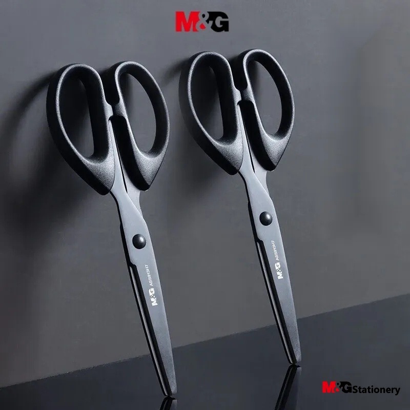 Premium 160mm Stainless Steel Scissors,M&G Black Blade Office Household Scissors Glue Resistant,Heavy Duty Cutting Tool