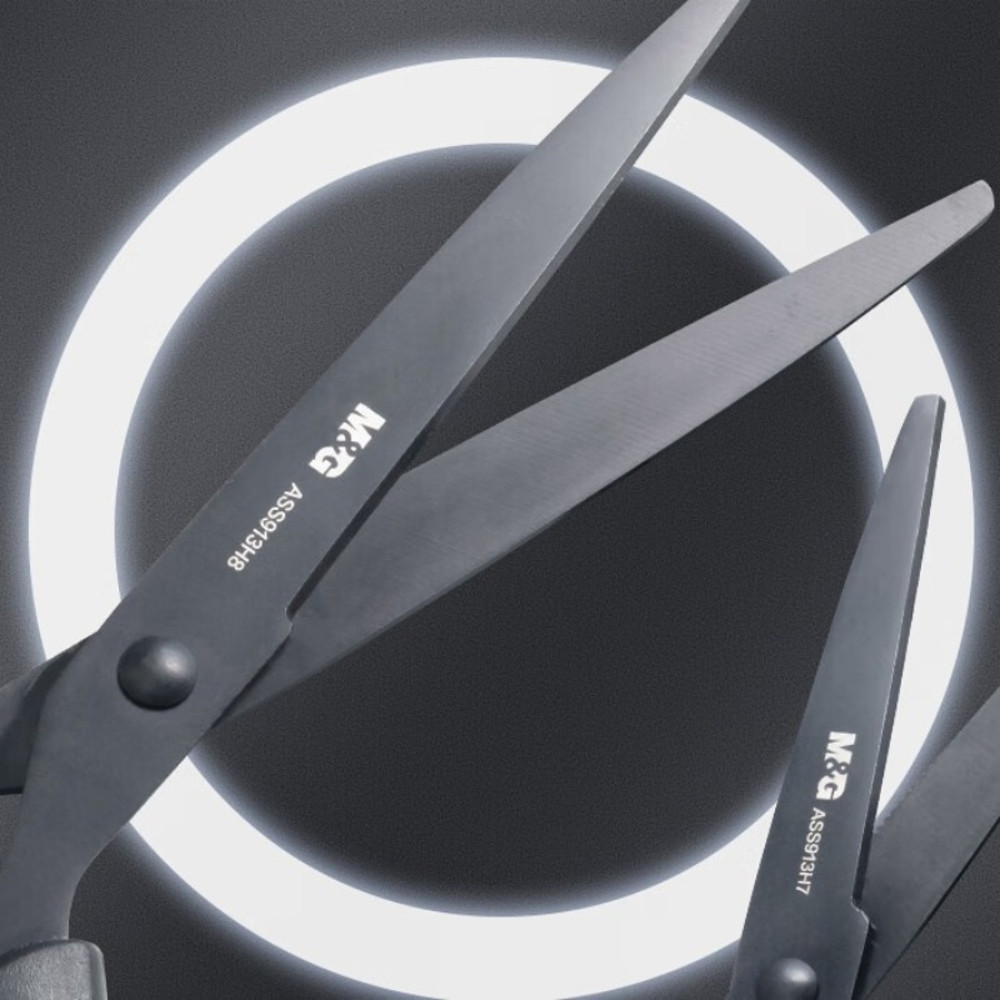 Premium 160mm Stainless Steel Scissors,M&G Black Blade Office Household Scissors Glue Resistant,Heavy Duty Cutting Tool