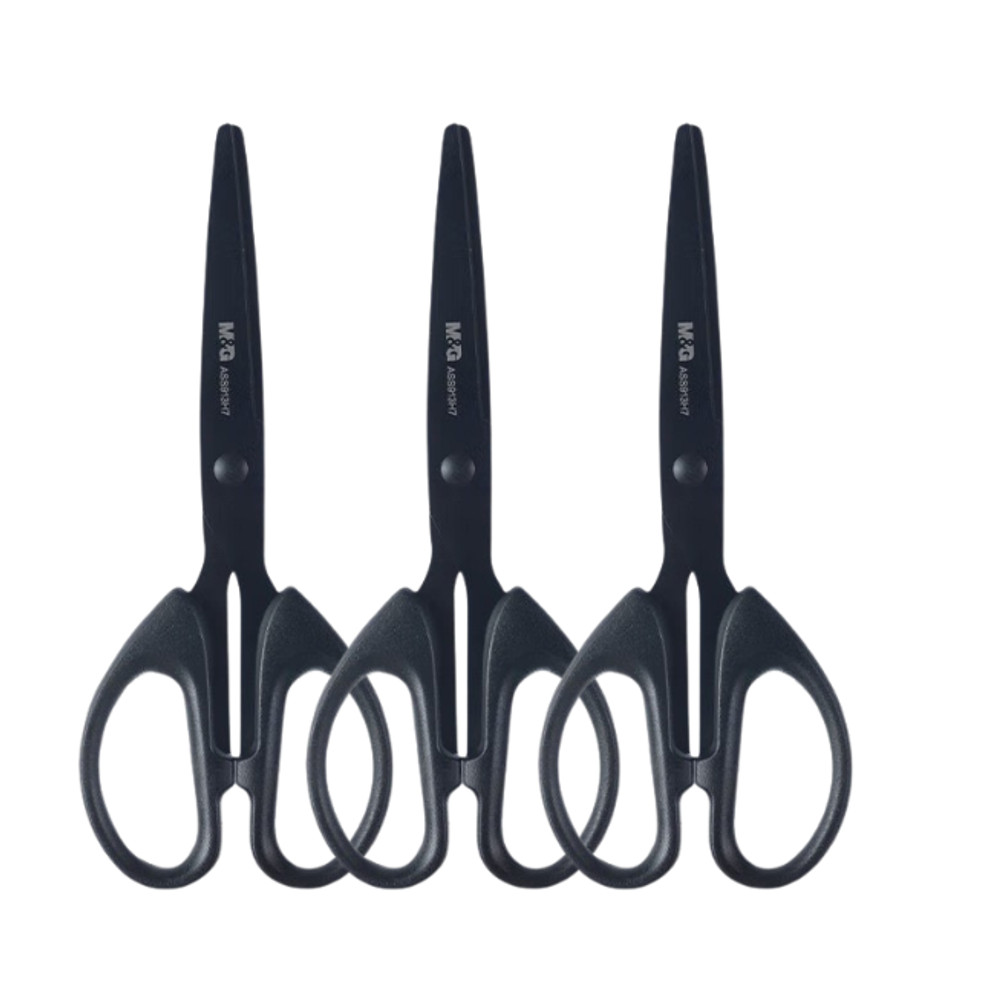 Premium 160mm Stainless Steel Scissors,M&G Black Blade Office Household Scissors Glue Resistant,Heavy Duty Cutting Tool