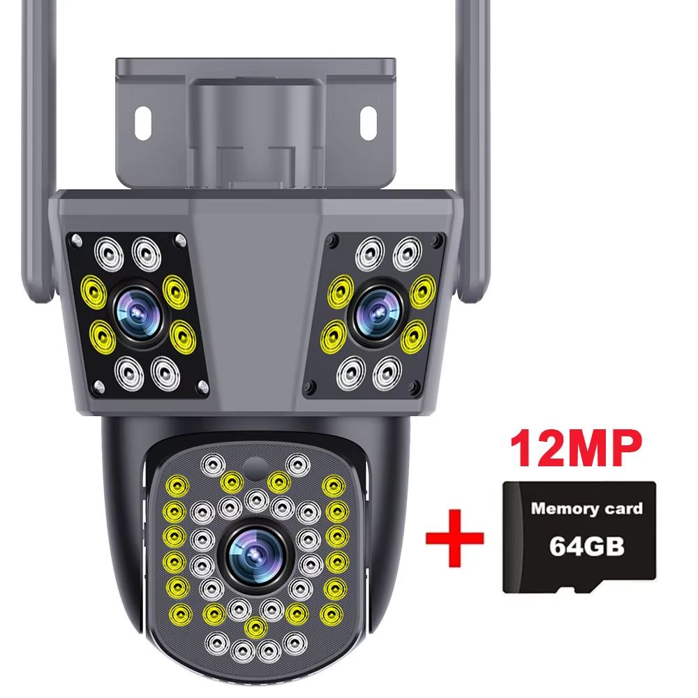 6K 12MP WiFi Surveillance Camera Outdoor Triple Lens Triple Screen PTZ Motion Detection IP Security 8