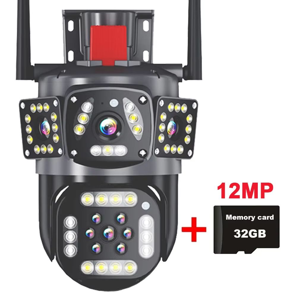 6K 12MP WiFi Surveillance Camera Outdoor Triple Lens Triple Screen PTZ Motion Detection IP Security 11