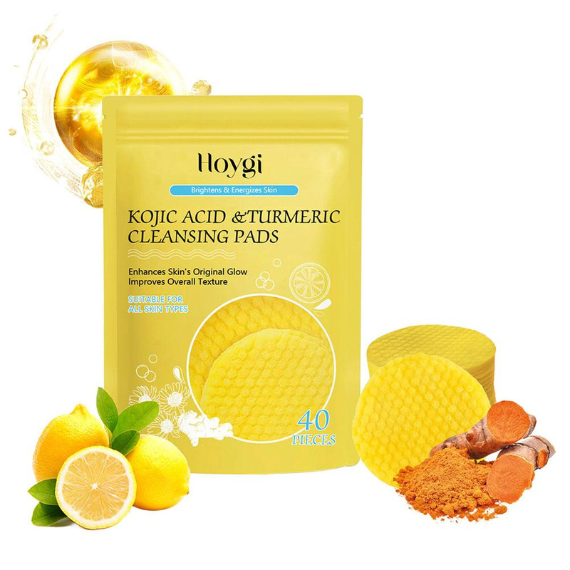 Turmeric Kojic Acid Cleansing Pads Exfoliating Pads For Glowing Skin Brightening Facial Sponges Wit 9
