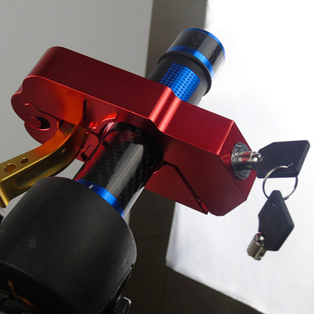 Motorcycle Handlebar Lock Anti Theft Brake Lever Lock for ATV Dirt Street Bikes, Solid Pull Rod Design Imitating Steel