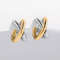 Mixing Metal Criss Cross Earrings Punk Gold Plated Silver Color Huggie Hoops Jewelry For Women Geom 5