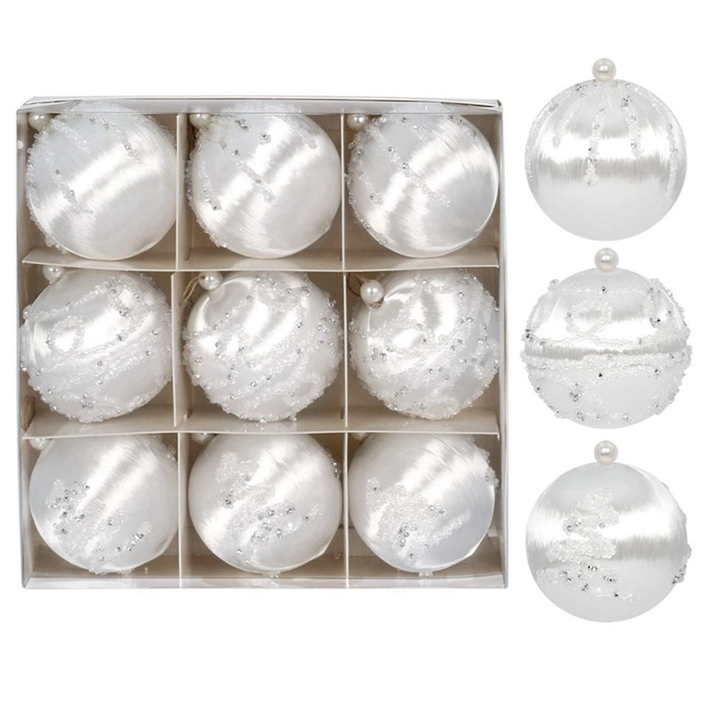 Silk Thread Covered Christmas Ball Ornaments Satin Shatterproof Bubbles Kit Xmas Tree Hanging Decor 5