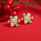 Pearl Snowflake Bell Elk Christmas Jewelry Accessories, New Trendy Rhinestone Imitation Christmas Hat Stud Earrings