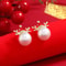 Pearl Snowflake Bell Elk Christmas Jewelry Accessories, New Trendy Rhinestone Imitation Christmas Hat Stud Earrings