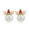 Pearl Snowflake Bell Elk Christmas Jewelry Accessories, New Trendy Rhinestone Imitation Christmas Hat Stud Earrings