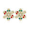 Pearl Snowflake Bell Elk Christmas Jewelry Accessories, New Trendy Rhinestone Imitation Christmas Hat Stud Earrings