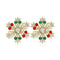 Pearl Snowflake Bell Elk Christmas Jewelry Accessories, New Trendy Rhinestone Imitation Christmas Hat Stud Earrings