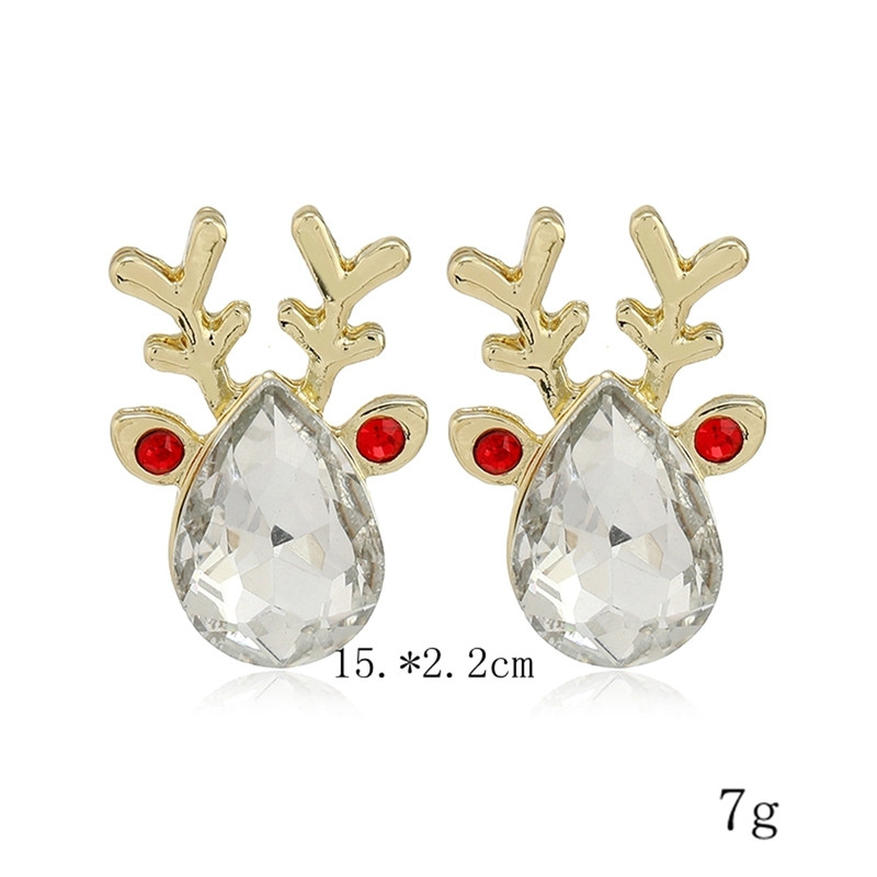 Pearl Snowflake Bell Elk Christmas Jewelry Accessories, New Trendy Rhinestone Imitation Christmas Hat Stud Earrings