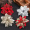 Glitter Christmas Flower Decorations, Artificial Poinsettia, Pink Red Gold Tree Ornaments