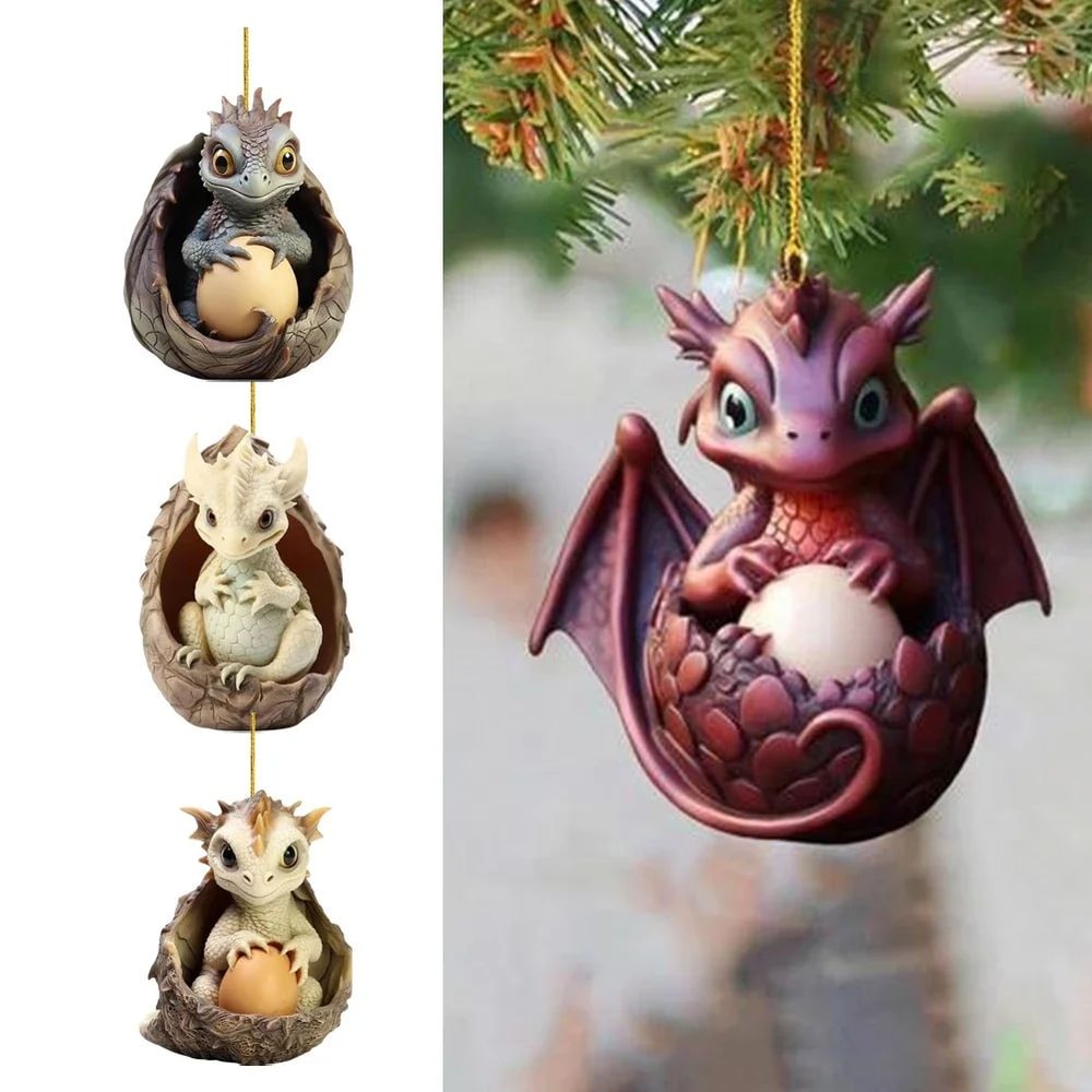 Realistic Dragon Ornaments Christmas Tree Decor Acrylic Dragon Egg Pendant Window Accessories Keych 5