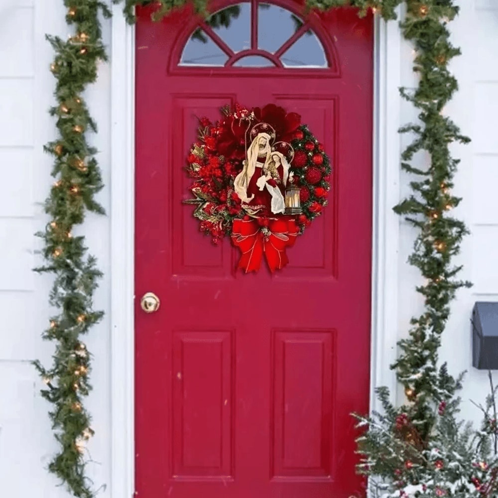 Warm white LED holiday door wreath