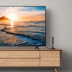 long range indoor hdtv antenna, upgraded digital hd tv antenna with signal booster, reception for free local channels