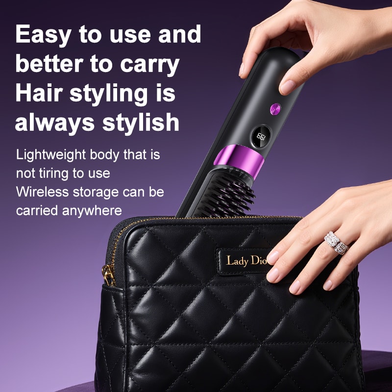 Cordless Hair Straightener Brush Portable Rechargeable Travel Styling Comb With LED Display 4