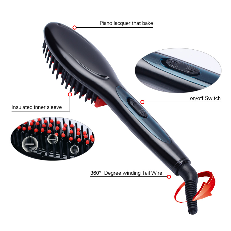 Professional Ceramic Hair Straightening Brush Electric Comb Anti Frizz Styler