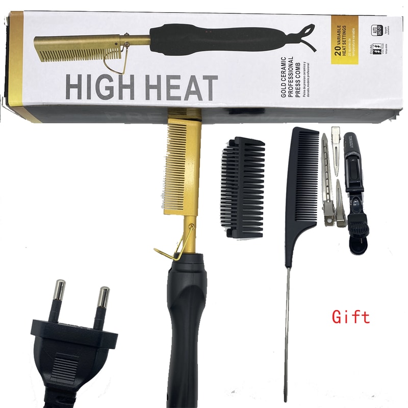 Electric Hot Comb Hair Straightener Brush for Smooth Salon Styling at Home