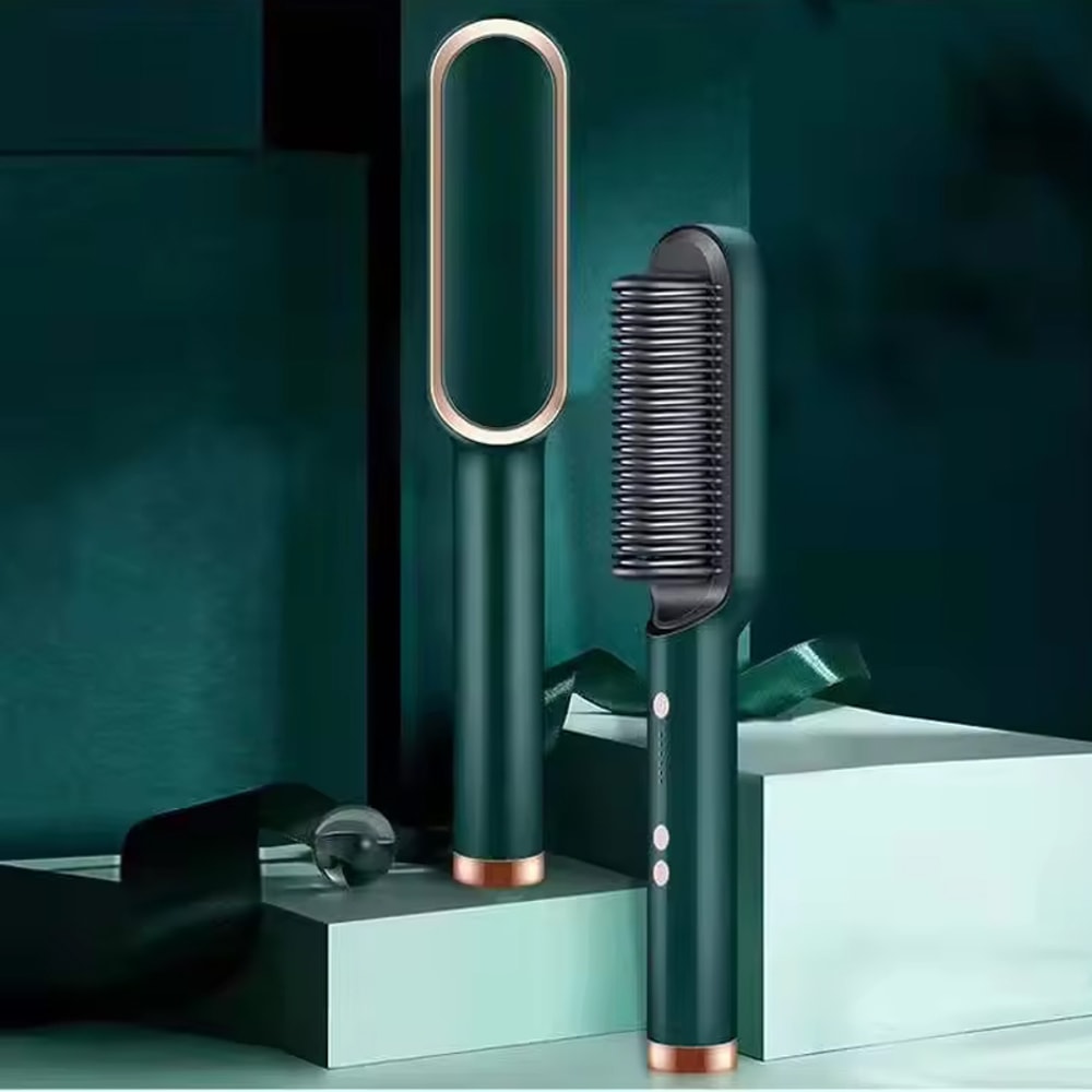 Ionic Hair Straightening Brush with LCD Display Electric Hair Straightener Brush Comb