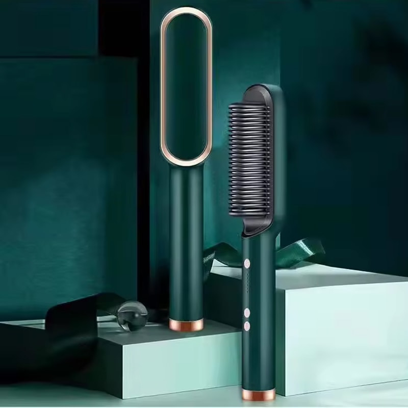 Ionic Hair Straightening Brush with LCD Display Electric Hair Straightener Brush Comb